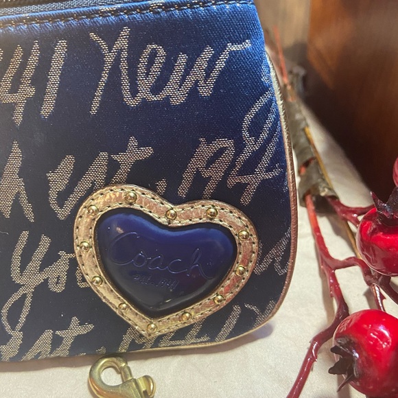 Royal blue and gold Coach wristlet - Picture 2 of 6